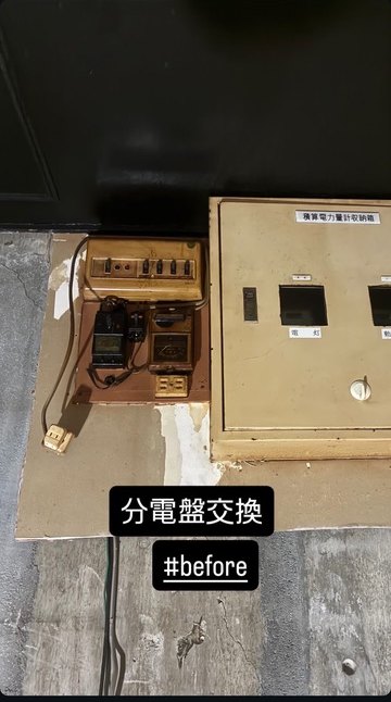 古い分電盤と電力量計の収納箱